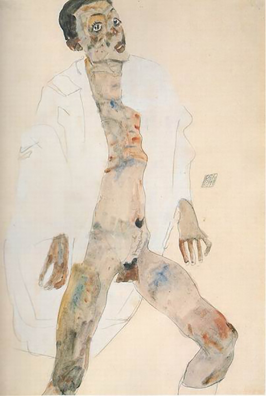 Egon Schiele -Stehender Mann, Selbstporträt, 1911