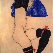 Egon Schiele -Halb nackt in schwarzen Strümpfen und Red Garter Semi-nude in Black Stockings and Red Garter 1913,