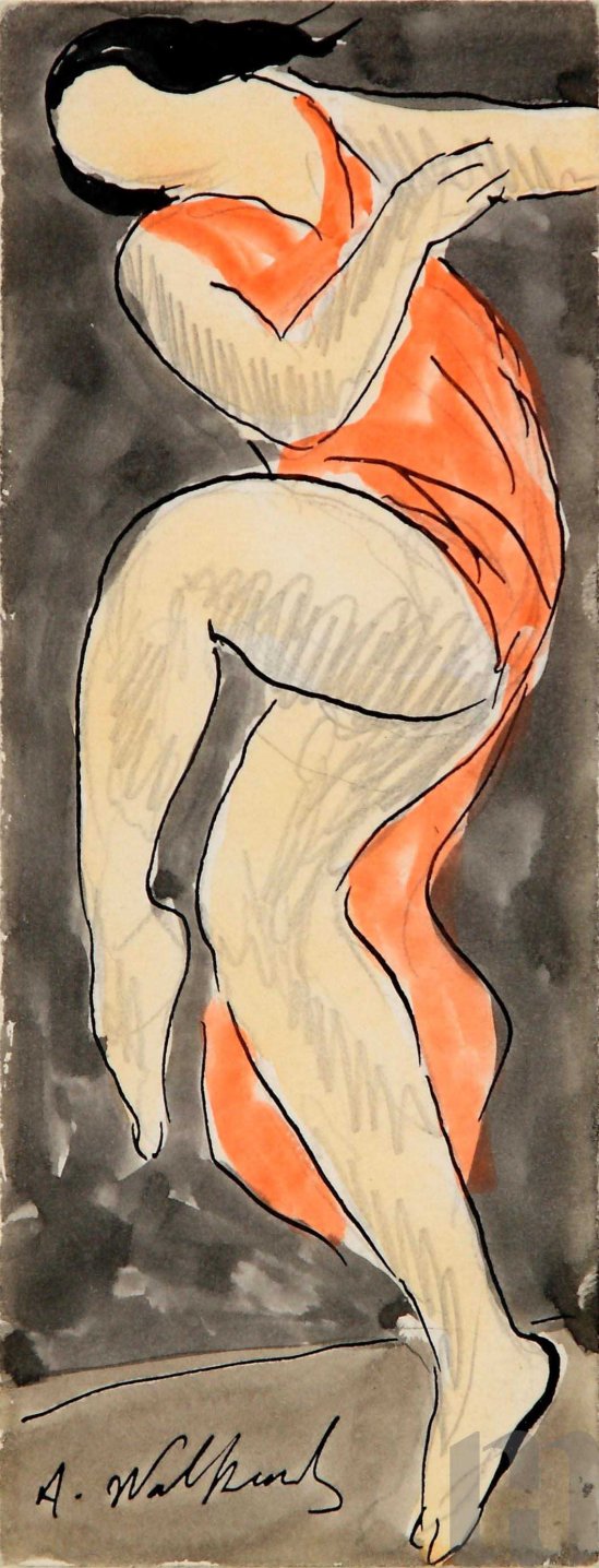 Abraham Walkowitz- Isadora Duncan, Isadora Duncan Dancing, ink and watercolor on paper, © Hunter Museum